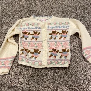 VTG Irene Charles, 6X ballerina, bear cardigan with rose buttons